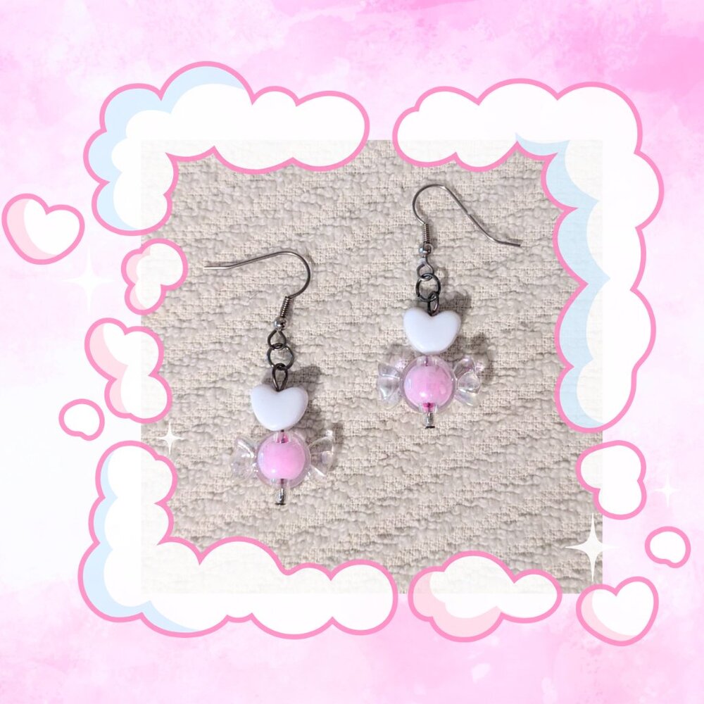 {Handmade} Candy & Hearts Charm Earrings